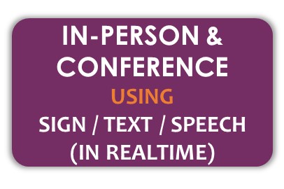In-person & online conference using sign language and / or text / speech