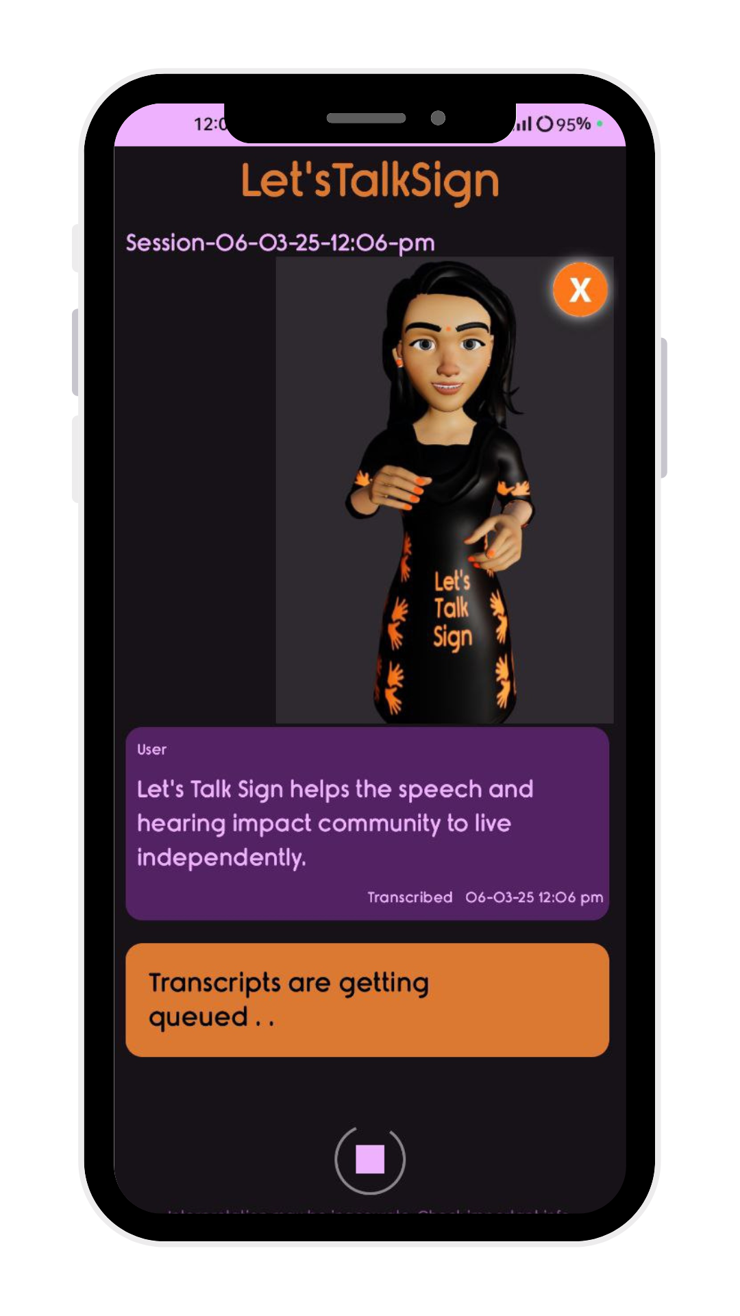 Audio Interpretation to Sign Screenshot Placeholder